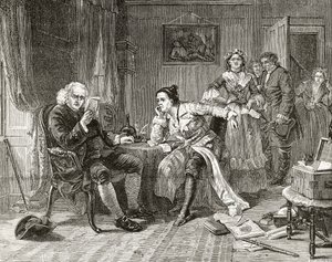 Dr. Samuel Johnson leyendo el manuscrito de 