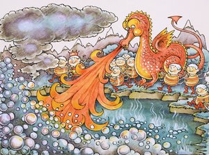 Dragón escupiendo fuego