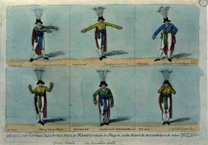 Acción Dramática Ilustrada, o el Consejo de Hamlet a los Actores: Ajusta la Acción a la Palabra y la Palabra a la Acción, publicado por Thomas Tegg, c.1811 (aguafuerte coloreado)