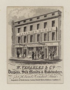 Draperos, W Venables & Co, tarjeta comercial