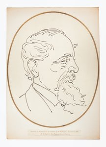 Dibujo de Charles Dickens por el Autómata ZOE de Mr Maskelyne de English School