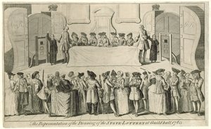 Sorteo de la Lotería Estatal en Guildhall en 1763 de English School