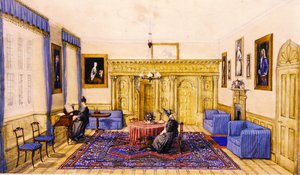Interior de salón de una casa de campo, c.1830 de English School