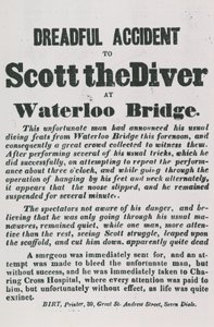 Terrible accidente de Scott el Buzo en el Puente de Waterloo de English School