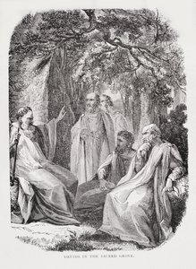 Druidas en el bosque sagrado, de La historia de Francia, por Emile de Bonnechose, publicado por Ward, Lock and Co, Londres