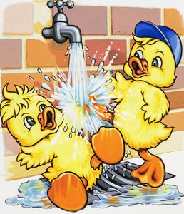 Patitos descubren cómo usar un grifo