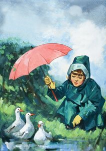 Patos en la lluvia