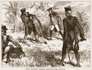 Duelo entre Warren Hastings y Francis, ilustración de Cassells Illustrated History of India de James Grant, pub. 1879