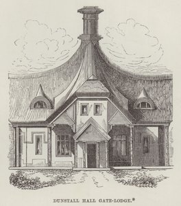 Casa de la puerta de Dunstall Hall (grabado) de English School