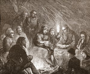 Protestantes holandeses escondidos, ilustración de La Historia del Protestantismo de James Aitken Wylie (1808-1890), pub. 1878 de English School