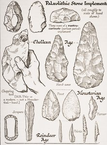Primeras herramientas de piedra, ilustración de 