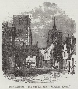 East Dereham, la iglesia y la "torre del reloj" de English School