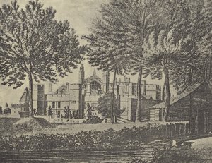 Vista este del colegio, 1746 (grabado) de English School