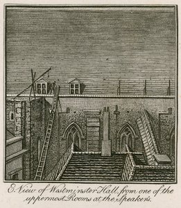 Vista este del Westminster Hall desde una de las habitaciones más altas del Portavoz