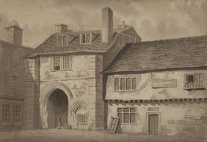 Vista este de la puerta de la Abadía de San Salvador, Bermondsey, c.1825 de English School