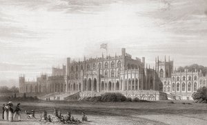 Eaton Hall, Cheshire, Inglaterra, a principios del siglo XIX. De Churton