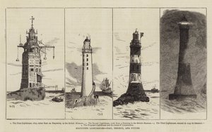 Faro de Eddystone, Pasado, Presente y Futuro (grabado) de English School