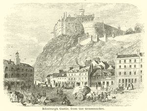 Castillo de Edimburgo, desde el Grassmarket de English School