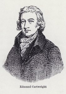 Edmund Cartwright, inventor inglés del telar mecánico (litografía) de English School