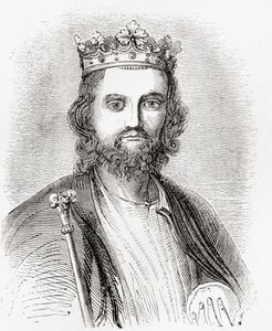 Eduardo II, alias Eduardo de Caernarfon, de la Vieja Inglaterra: A Pictorial Museum, publicado en 1847 de English School
