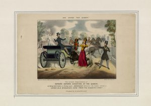 Edward Oxford disparando a la Reina, salvada por Britannia