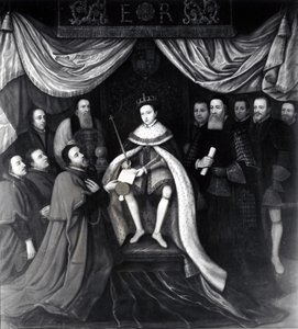 Eduardo VI (1537-53) Otorgando la Carta a los Hospitales de Bridewell y Bethlehem en 1553 de English School