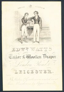 Edward Watts, sastre y pañero, tarjeta comercial