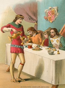 Eduardo, el Príncipe Negro, sirviendo al Rey Juan en la mesa