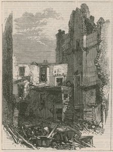Efectos de la explosión en Clerkenwell: Interior de casas en Corporation Lane de English School