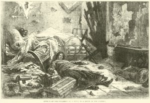 Efectos de la explosión de un proyectil en una casa en los suburbios, mayo 1871 de English School