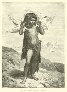 Niña fellah egipcia con palomas