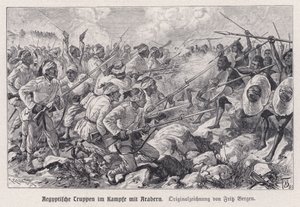 Tropas egipcias luchando contra guerreros mahdistas de English School