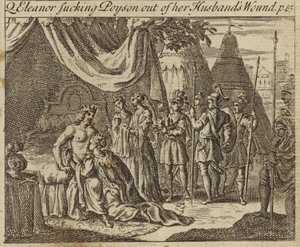 Leonor de Castilla, Reina Consorte del Rey Eduardo I de Inglaterra, succionando veneno de la herida de su esposo, sufrida en un intento de asesinato en Acre, 1272 de English School