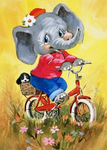 Elefante en una bicicleta de English School
