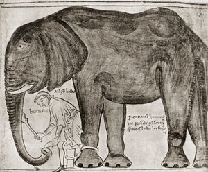 Elefante enviado por San Luis a Enrique III, de la "Historia Major", reproducido en "English Historians". de English School