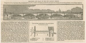 Elevación y plano del nuevo Puente de Londres de English School