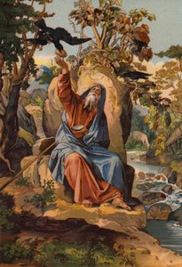 Elijah alimentada por cuervos (cromolito)