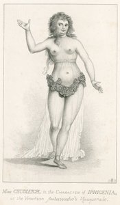 Elizabeth Chudleigh, en el personaje de Ifigenia en el Baile de Máscaras de los Embajadores Venecianos, Ranelagh, Londres