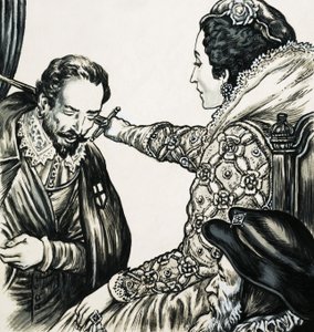 Isabel I arma caballero a uno de sus leales sirvientes
