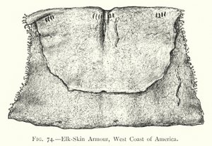 Armadura de piel de alce, costa oeste de América (litografía)