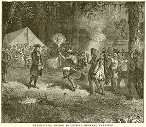 Elkswatawa intentando conjurar al general Harrison de English School
