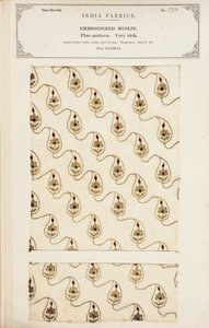 Muestra de muselina bordada de Madrás, de La Colección de los Fabricantes de Textiles de la India, por John Forbes Watson, publicada en 1866 de English School