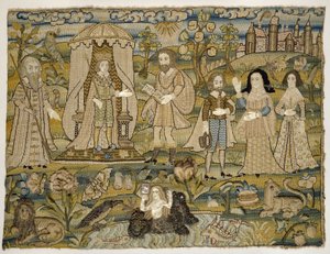 Imagen bordada: "La Proclamación de Salomón", mediados del siglo XVII