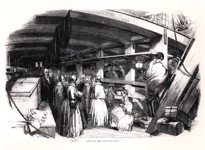 Barco de emigrantes, entre cubiertas, 1850 de English School