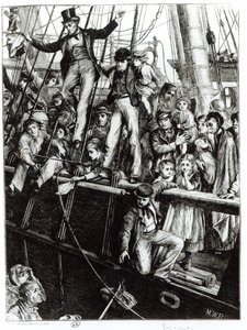 Emigrantes dejando la Vieja Inglaterra, de la revista The Graphic, 18 de diciembre de 1869 de English School