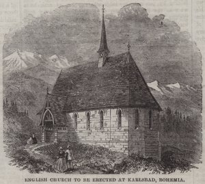Iglesia Inglesa a ser erigida en Karlsbad, Bohemia (grabado)