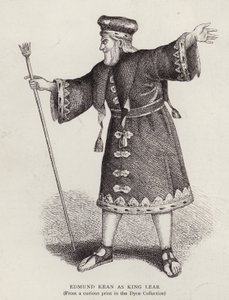 Actor inglés Edmund Kean en el papel principal de El Rey Lear de Shakespeare de English School