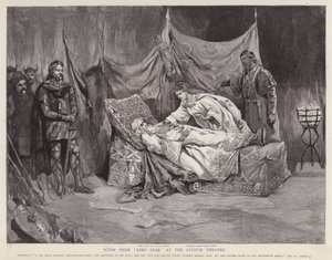 Actores ingleses Henry Irving y Ellen Terry en una producción de El Rey Lear de Shakespeare en el Teatro Lyceum, Londres de English School