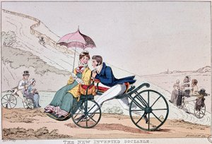 Dibujo de comedia inglesa sobre los inicios de la bicicleta de English School