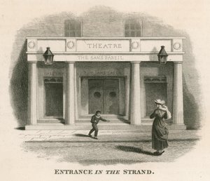 Entrada en The Strand del Teatro Sans Pareil (Teatro Adelphi), Londres de English School